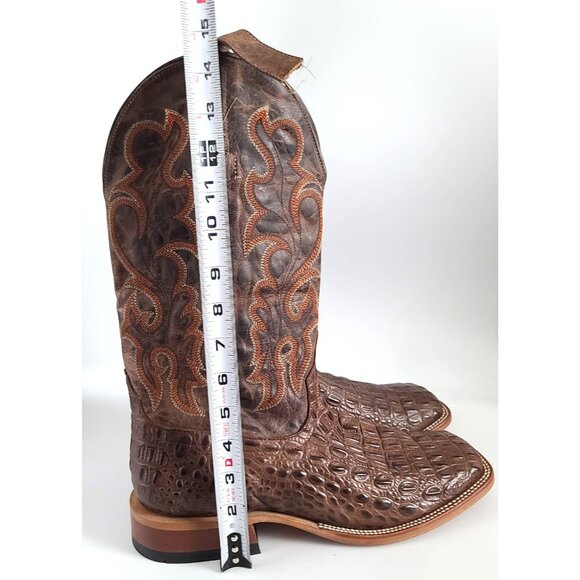 Horse Power Mens Nile Croc Print Western Boots Sq Toe Sz 10.5D Brown HP1070 FLAW main image 13